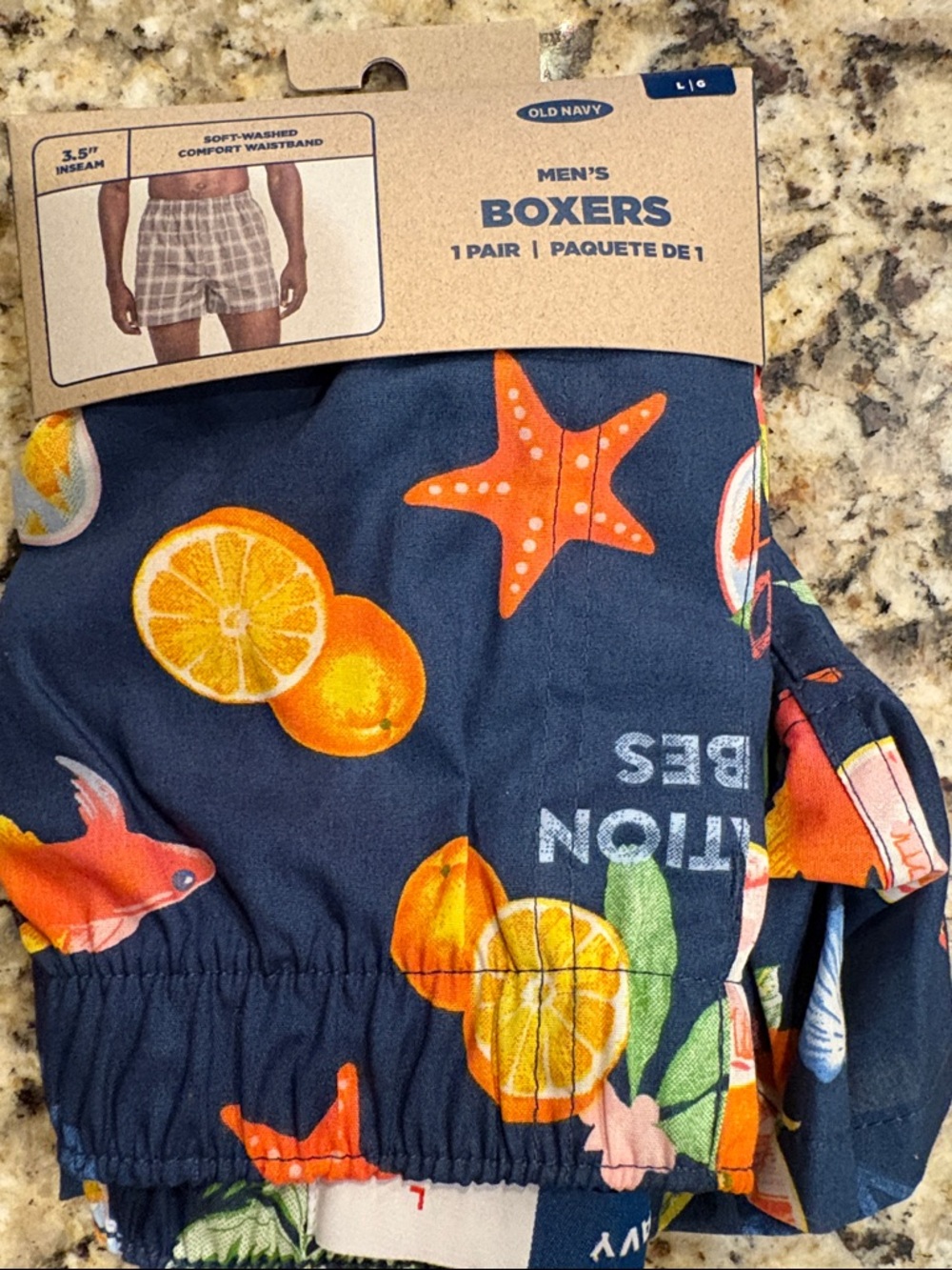 Men’s Old Navy Boxer Shorts with Orange & Coral Citrus Starfish Print